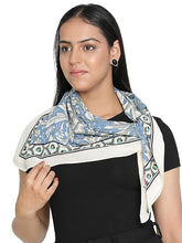 Women's Morris Blue & White Cotton Square Scarf
